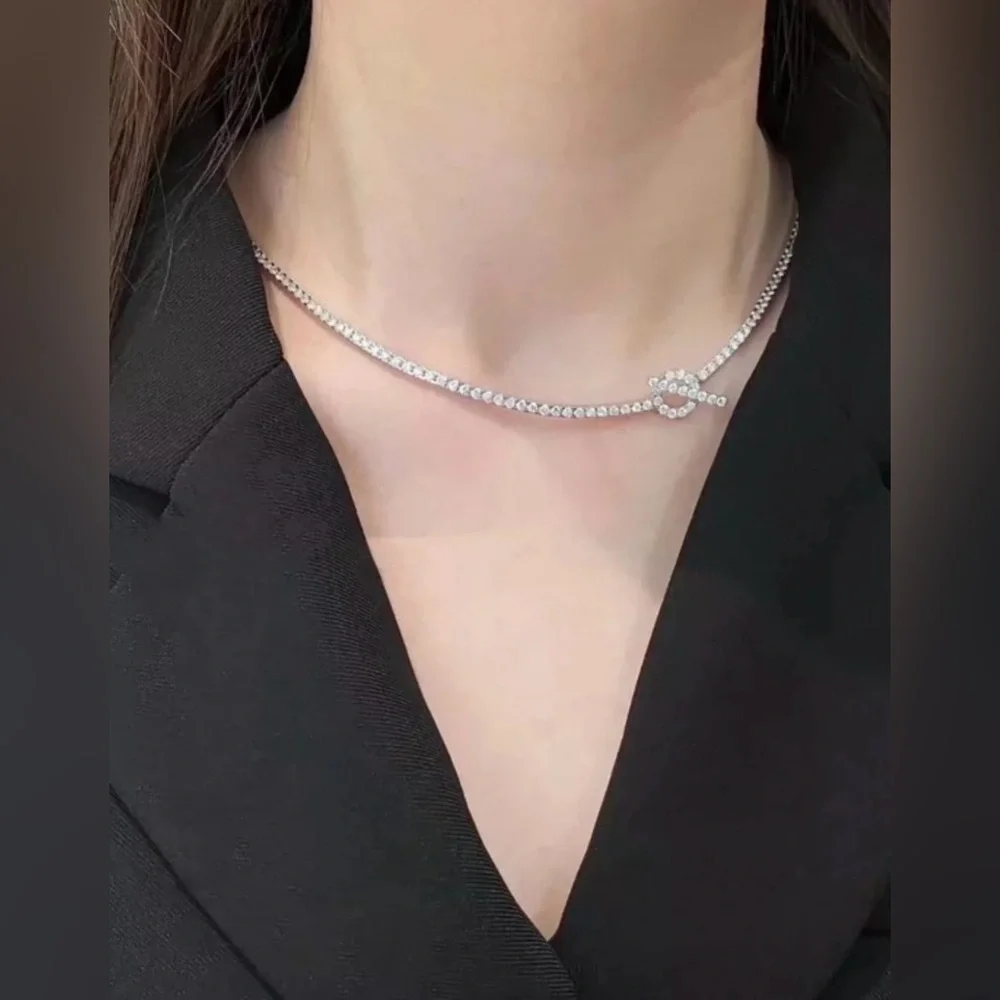 Hermes Finesse Necklace Full Pave Diamond white Gold - Picture 4 of 4